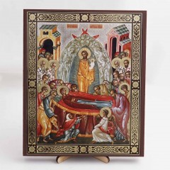 Икона Успение Пресвятой Богородицы на дереве №70 17х21 с двойным тиснением