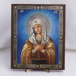 Икона Умиление БМ на дереве №78 17x21 с двойным тиснением