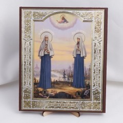 Икона Елисавета и Варвара на дереве №86 17х21 с двойным тиснением