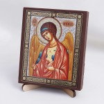 Икона Михаил Архангел на дереве №16 9х11 с двойным тиснением