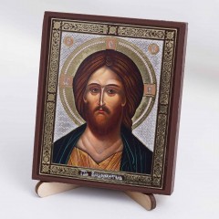 Икона Спаситель на дереве №2 9х11 с двойным тиснением