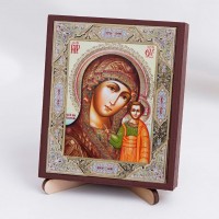 Икона Казанская БМ на дереве №4 9х11 с двойным тиснением