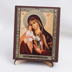 Икона Скорбящая о младенцах, во чреве убиенных БМ на дереве №46 9х11 с двойным тиснением