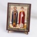 Икона Петр и Феврония на дереве №48 9х11 с двойным тиснением