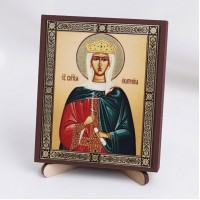 Икона Екатерина на дереве №58 9х11 с двойным тиснением