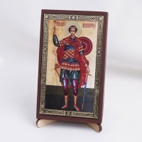 Икона Димитрий Солунский на дереве №71 7.5х12.5 с двойным тиснением