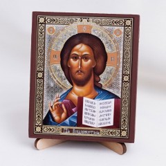 Икона Спаситель на дереве №73 9х11 с двойным тиснением