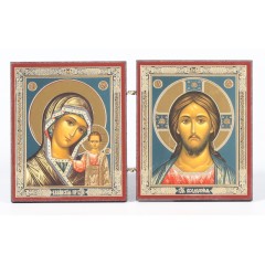 Складень Спаситель-Казанская БМ 29, 6х7 деревянный двухстворчатый