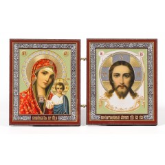 Складень Спаситель-Казанская БМ 31, 6х7 деревянный двухстворчатый