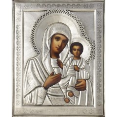 Икона Божией Матери "Иверская" в посеребренной ризе (окладе), Р-224