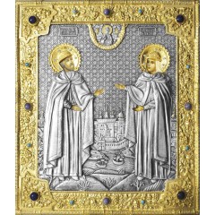 Петр и Феврония, свв. прпп. кнн., в посеребренной ризе (окладе), Р-225.7