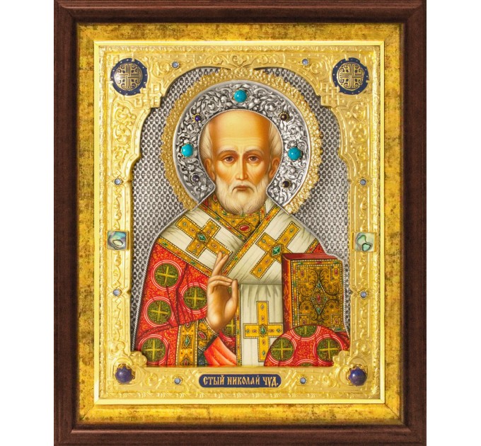 Николай, свт. Мирликийский, чудотв., в посеребренной ризе (окладе), Р-135.7К