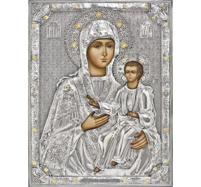 Икона Божией Матери "Смоленская" в посеребренной ризе (окладе), Р-205.2