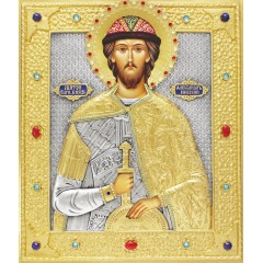 Александр Невский, св. блгв. кн., в посеребренной ризе (окладе), Р-242.7 Александр Невский, св. блгв. кн., в посеребренной ризе (окладе), Р-242.7
