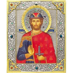 Александр Невский, св. блгв. кн., в посеребренной ризе (окладе), Р-243.7 Александр Невский, св. блгв. кн., в посеребренной ризе (окладе), Р-243.7