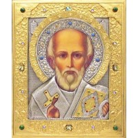 Николай, свт. Мирликийский, чудотв., в посеребренной ризе (окладе), Р-123.7