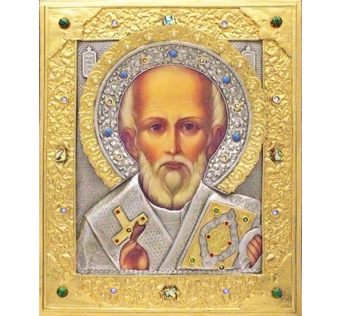 Николай, свт. Мирликийский, чудотв., в посеребренной ризе (окладе), Р-123.7