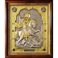 Георгий Победоносец, св. вмч., в посеребренной ризе (окладе), Р-130.7К