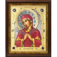 Икона Божией Матери "Семистрельная" в посеребренной ризе (окладе), Р-132.7К