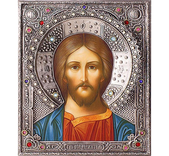Господь Вседержитель в посеребренной ризе (окладе), Р-133.2