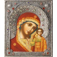 Икона Божией Матери "Казанская" в посеребренной ризе (окладе), Р-134.2