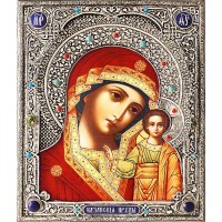 Икона Божией Матери "Казанская" в посеребренной ризе (окладе), Р-134.6