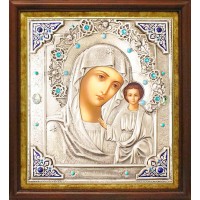Икона Божией Матери "Казанская" в посеребренной ризе (окладе), Р-140.6К