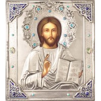 Господь Вседержитель в посеребренной ризе (окладе), Р-141.6