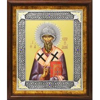 Посеребренный оклад (Икона СВЯТОГО СПИРИДОНА ЕПИСКОПА ТРИМИФУНТСКОГО И ЧУДОТВОРЦА) в киоте, Р-209.2КН (09С6)