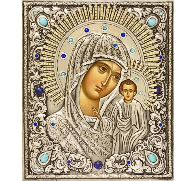 Икона Божией Матери "Казанская" в посеребренной ризе (окладе), Р-213.6