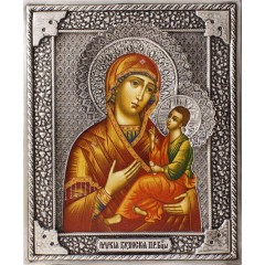 Икона Божией Матери "Грузинская" (Раифская) в посеребренной ризе (окладе), Р-220