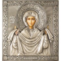 Икона Божией Матери "Покров Пресвятой Богородицы" в посеребренной ризе (окладе), Р-239