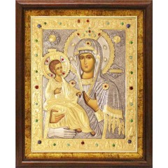Икона Божией Матери "Троеручица Афонская" в посеребренной ризе (окладе), Р-240.7К Икона Божией Матери "Троеручица Афонская" в посеребренной ризе (окладе), Р-240.7К