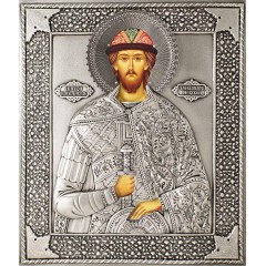 Александр Невский, св. блгв. кн., в посеребренной ризе (окладе), Р-242 Александр Невский, св. блгв. кн., в посеребренной ризе (окладе), Р-242