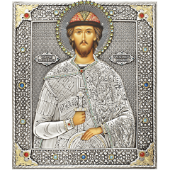 Александр Невский, св. блгв. кн., в посеребренной ризе (окладе), Р-242.2 Александр Невский, св. блгв. кн., в посеребренной ризе (окладе), Р-242.2