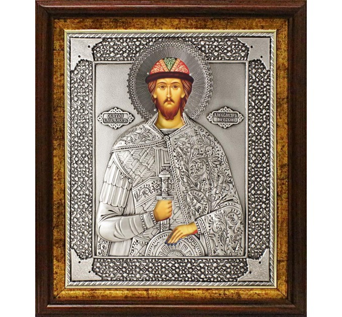 Александр Невский, св. блгв. кн., в посеребренной ризе (окладе), Р-242К