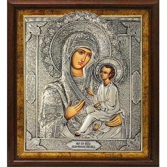 Икона Божией Матери "Скоропослушница" в посеребренной ризе (окладе) в киоте, Р-263К