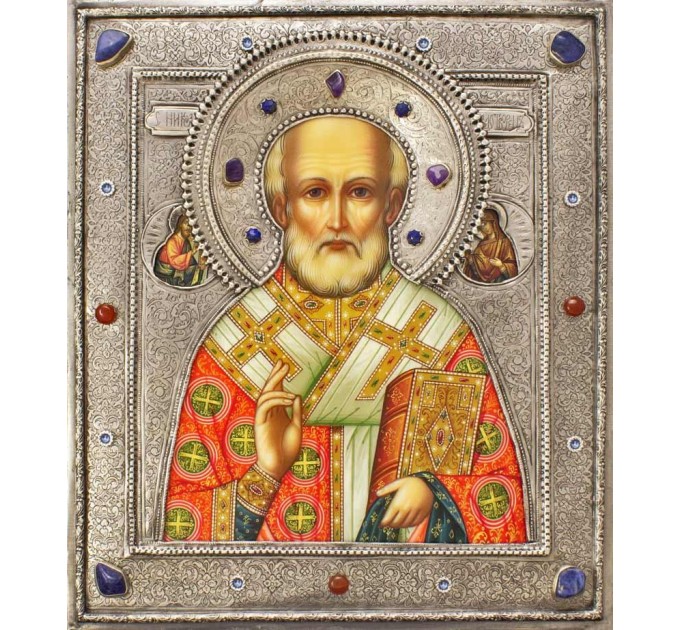 Николай, свт. Мирликийский, чудотв., в посеребренной ризе (окладе), Р-49.6