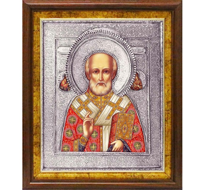 Николай, свт. Мирликийский, чудотв., в посеребренной ризе (окладе), Р-49К