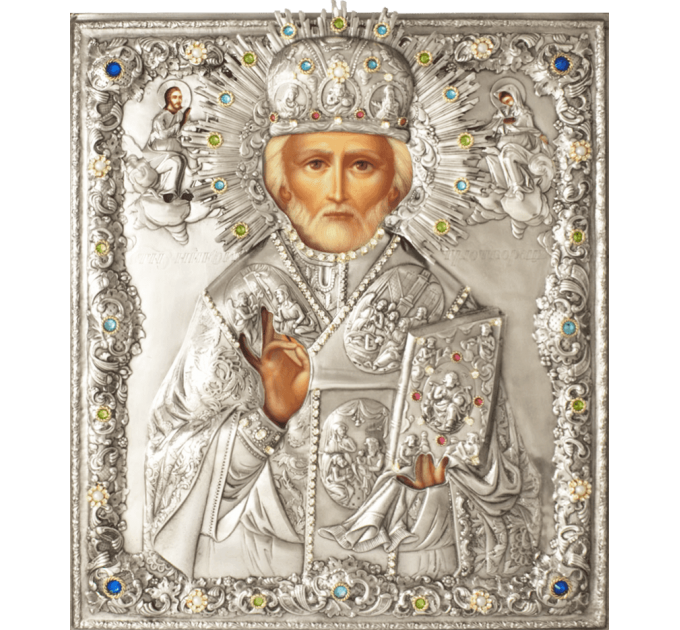 Николай, свт. Мирликийский, чудотв., в посеребренной ризе (окладе), Р-65.2