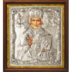Николай, свт. Мирликийский, чудотв., в посеребренной ризе (окладе), Р-65.2К