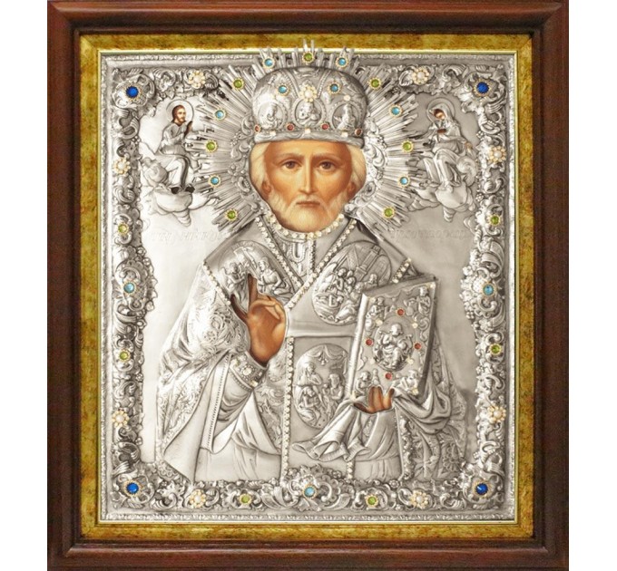 Николай, свт. Мирликийский, чудотв., в посеребренной ризе (окладе), Р-65.2К
