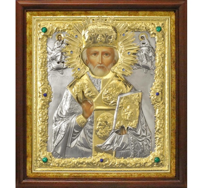 Николай, свт. Мирликийский, чудотв., в посеребренной ризе (окладе), Р-65.7К