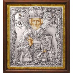 Николай, свт. Мирликийский, чудотв., в посеребренной ризе (окладе), Р-65К