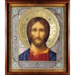 Господь Вседержитель в посеребренной ризе (окладе), Р-70.7К