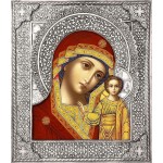 Икона Божией Матери "Казанская" в посеребренной ризе (окладе), Р-74