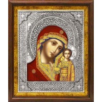 Икона Божией Матери "Казанская" в посеребренной ризе (окладе), Р-74К