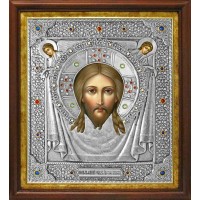 Спас Нерукотворный в посеребренной ризе (окладе), Р-80.2К
