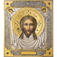 Спас Нерукотворный в посеребренной ризе (окладе), Р-80.7 (1)