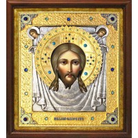 Спас Нерукотворный в посеребренной ризе (окладе), Р-80.7К (2)
